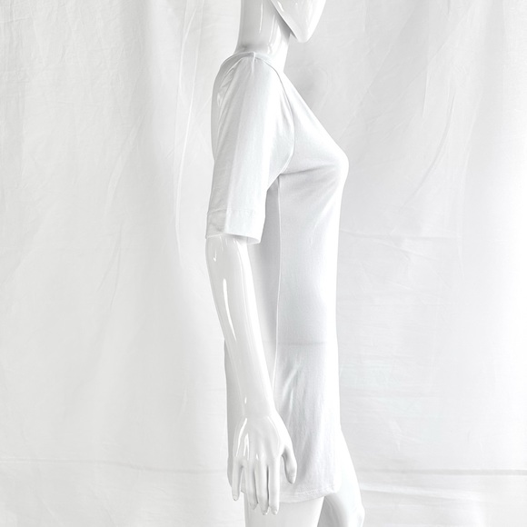 VENUS white short sleeve v-neckline cotton mini tee shirt dress size Medium - Picture 3 of 8
